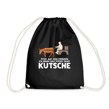 Kutsche Pferdekutsche Witz Kutscher - Turnbeutel - Schwarz - Vorne