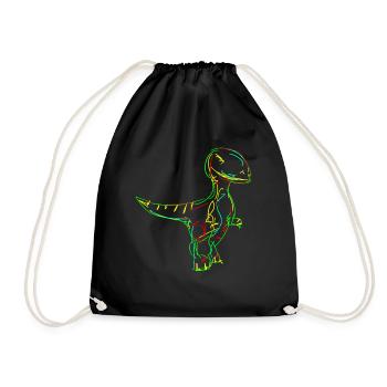 Dinos Velociraptor Dinosaurier - Turnbeutel - Schwarz - Vorne