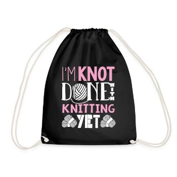 Knitting, Crochet, Sewing, Yarn, Crochet, Knitter - Drawstring Bag - black - Front