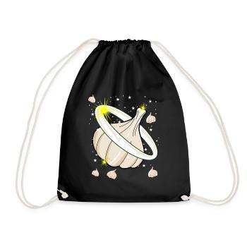 Knoblauch Knoblauchzehen Planet Knobi - Turnbeutel - Schwarz - Vorne