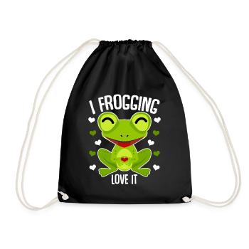 Frösche niedlicher Frosch - Turnbeutel - Schwarz - Vorne
