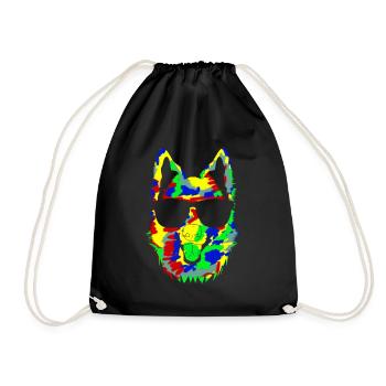 Chien de berger blanc avec lunettes de soleil - Sac de sport léger - noir - Devant