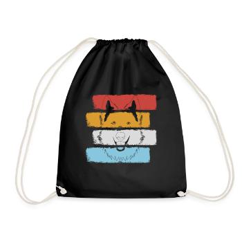 White Shepherd Shepherd Dogs - Drawstring Bag - black - Front