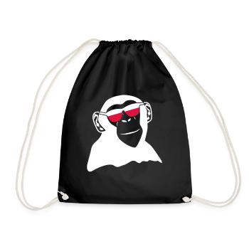 Polish flag Pole Chimpanzee Poland - Drawstring Bag - black - Front