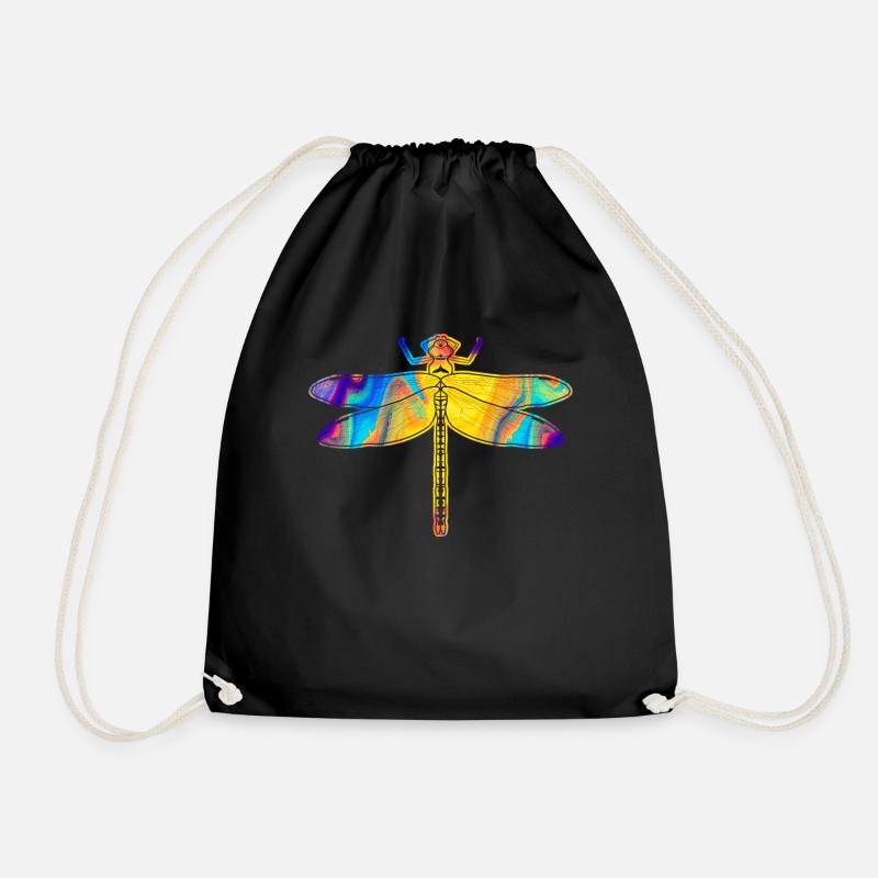 Dragonfly Dragonflies Insects Dragonflies - Drawstring Bag - black