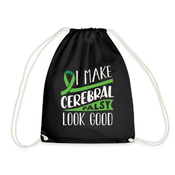 Hebral palsy, cerebral palsy consciousness - Drawstring Bag - black - Front