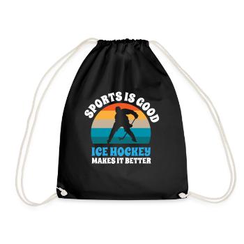 CE hockey player, ice hockey stick, ice hockey - Drawstring Bag - black - Front