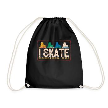 Roller skating, skating, roller skating - Drawstring Bag - black - Front