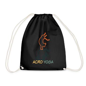 Acroyoga Acro Yoga mit Katze - Turnbeutel - Schwarz - Vorne