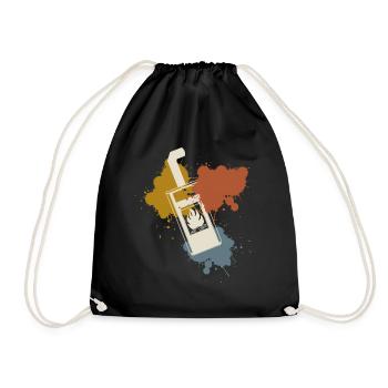 Fireplace Stove Retro Woodburning Stove - Drawstring Bag - black - Front