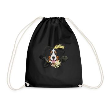 Golden Dog Bernese Mountain Dog - Drawstring Bag - black - Front