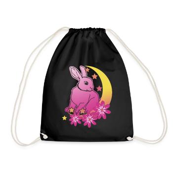 Rabbit Moon Stars Rabbit - Drawstring Bag - black - Front