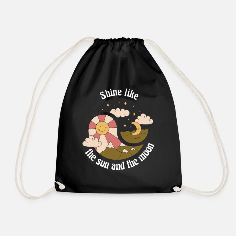 Shine Like The Sun And The Moon Nature Designs - Drawstring Bag - black