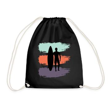 Skateboard SUP Surfing - Drawstring Bag - black - Front