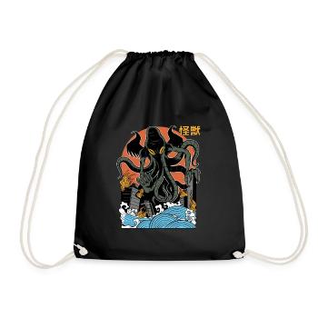 Coucher de soleil géant Cthulhu japonais - Sac de sport léger - noir - Devant