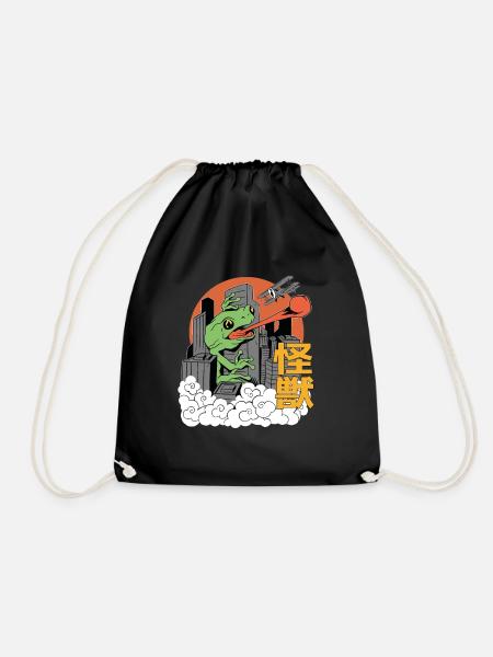 Giant Dragon Sunset Japanese - Drawstring Bag - black