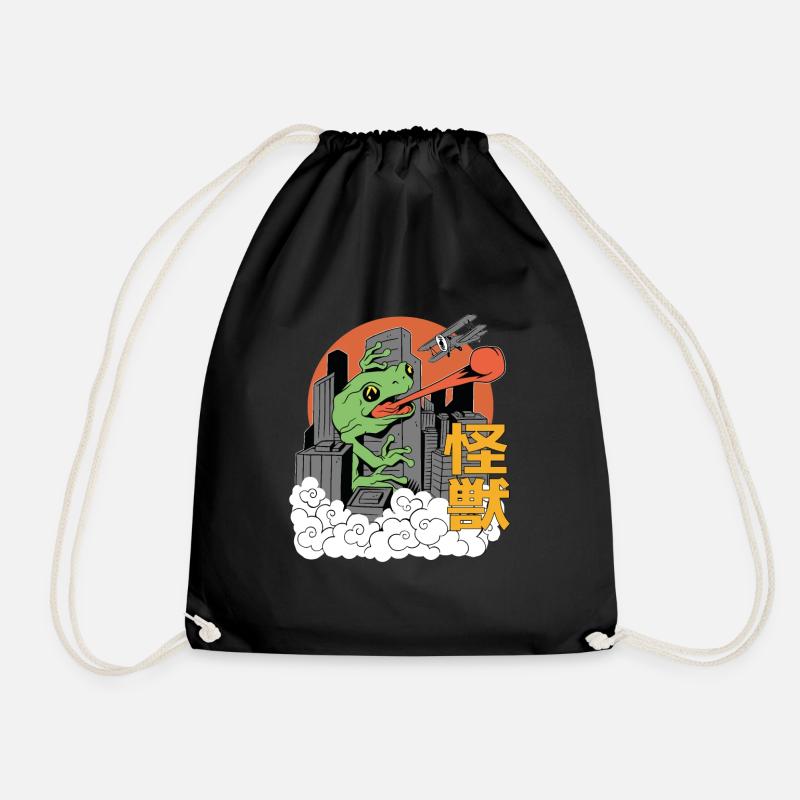 Giant Dragon Sunset Japanese - Drawstring Bag - black