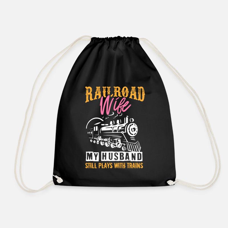 Railway Ladder, Railway Railfan - Drawstring Bag - black