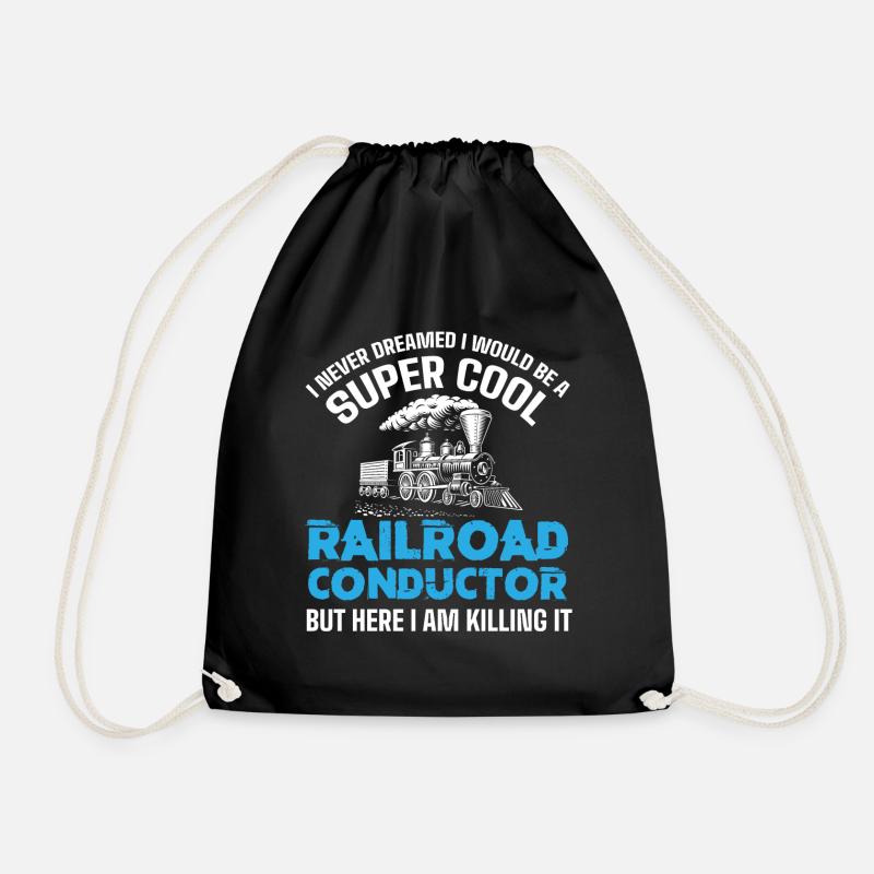 Railway Ladder, Railway Railfan - Drawstring Bag - black