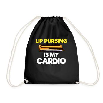 Harmonica player, Harmonica music - Drawstring Bag - black - Front