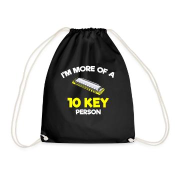 Harmonica player, Harmonica music - Drawstring Bag - black - Front