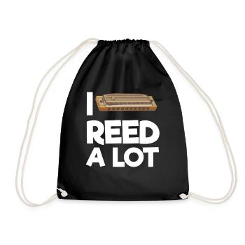 Harmonica player, Harmonica music - Drawstring Bag - black - Front