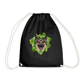 Tropical German Shepherd - Drawstring Bag - black - Front