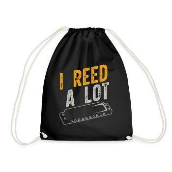 Harmonica player, Unny harmonica - Drawstring Bag - black - Front