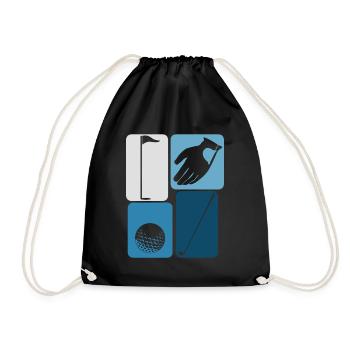 Golf Golf Ball Golf Club Golfer - Drawstring Bag - black - Front