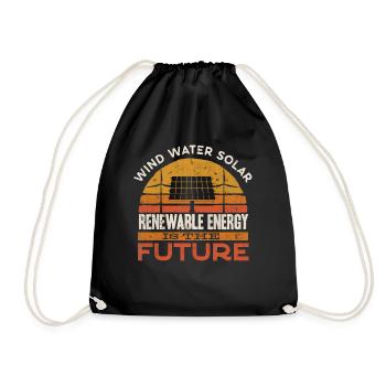 Solar Energy, Renewable Energy - Drawstring Bag - black - Front