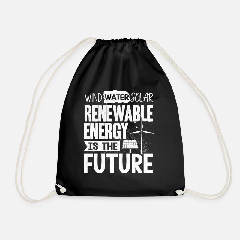 Solar Energy, Renewable Energy - Drawstring Bag - black