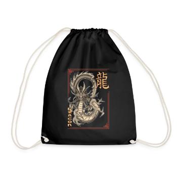 Drache Drago wyvern dragon Japan Geschenk - Turnbeutel - Schwarz - Vorne