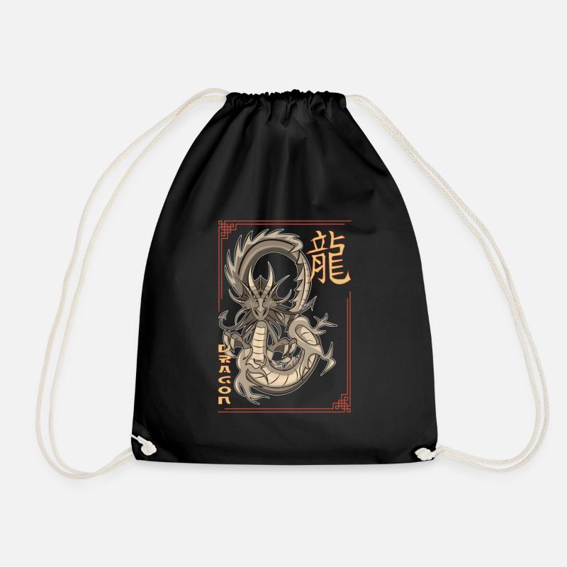 Drache Drago wyvern dragon Japan Geschenk - Turnbeutel - Schwarz