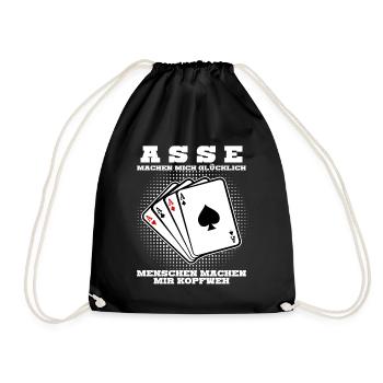 Poker Pokerspieler Pokerkarten - Turnbeutel - Schwarz - Vorne