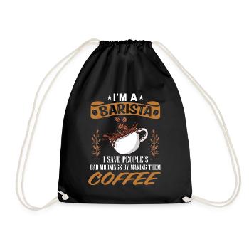 Barista, coffee machine - Drawstring Bag - black - Front