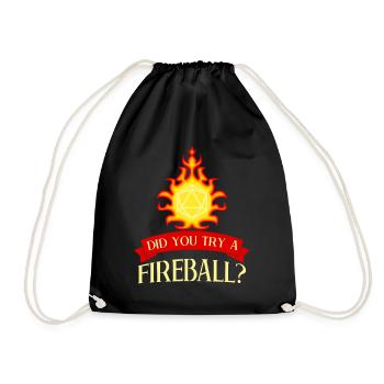 RPG D20 Feuerball Tabletop Rollenspiel - Turnbeutel - Schwarz - Vorne