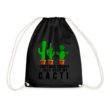 Cactus Therapy Cacti - Drawstring Bag - black - Front