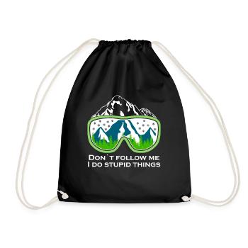 Ski Snowboard Ski Goggles Mountains - Drawstring Bag - black - Front