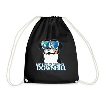 Ski Snowboard Hund mit Skibrille Berge - Turnbeutel - Schwarz - Vorne