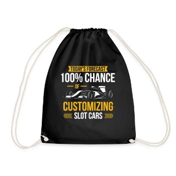 Slot Car Racing, Miniature Cars - Drawstring Bag - black - Front