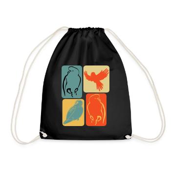 Budgerigar Vintage Budgerigars - Drawstring Bag - black - Front