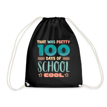 100 days school, 100 days smarter, school - Drawstring Bag - black - Front
