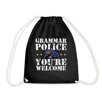 Grammar Police - English Teacher - Drawstring Bag - black - Front