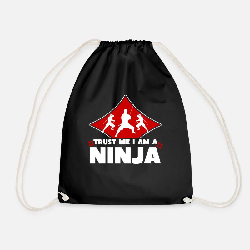 Ninja joke with ninjas - Drawstring Bag - black