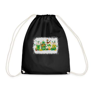 St. Patrick's Day with Gnome Coffee Lover - Drawstring Bag - black - Front