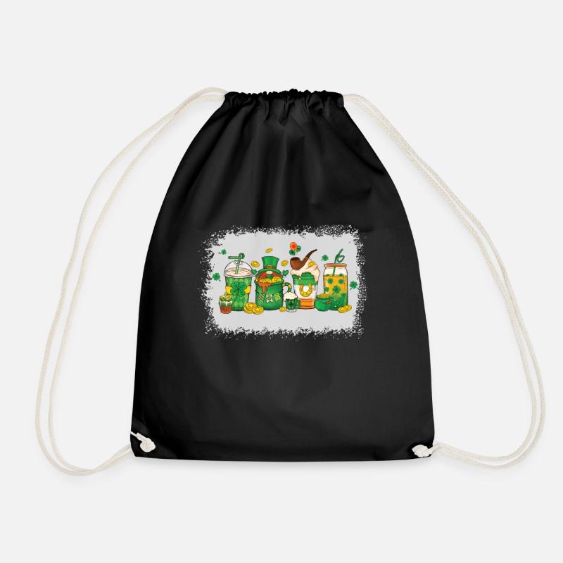 Fête de la Saint-Patrick avec Gnome Coffee Lover - Sac de sport léger - noir