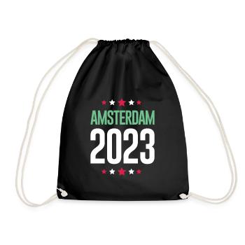 Amsterdam 2023 - Drawstring Bag - black - Front
