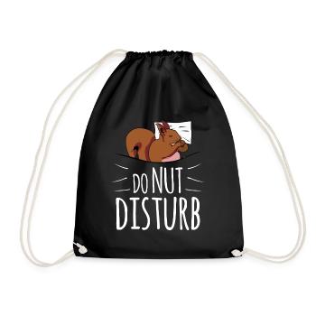 Squirrel Sleep Bed Tired Squirrel - Drawstring Bag - black - Front