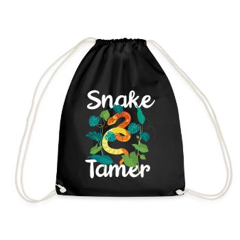 Schlange, Reptil - Schlangen - Turnbeutel - Schwarz - Vorne