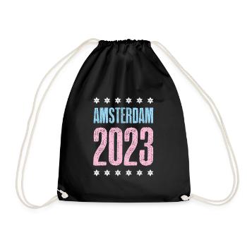 Amsterdam 2023 - Drawstring Bag - black - Front